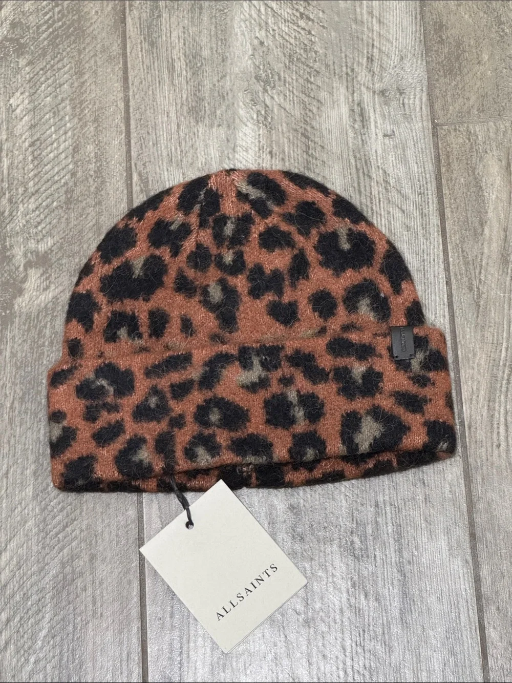 All Saints Leopard-Print Beanie